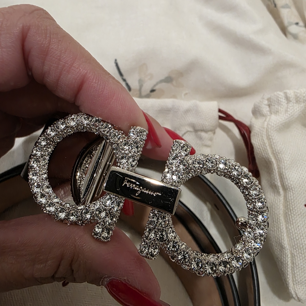 Salvatore Ferragamo Crystal Embellished Buckle Belt